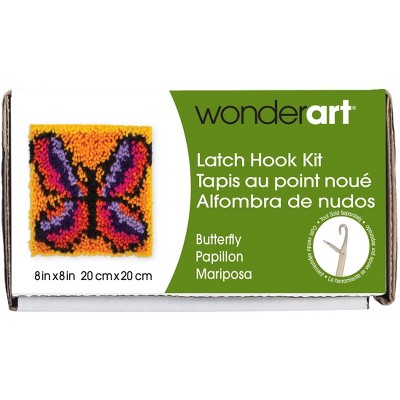 Wonderart Latch Hook Kit 8"X8"-Butterfly