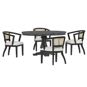 Christopher Knight Home Danmore 5 Pieces Traditional Upholstered Wood and Cane Expandable Dining Set - 1 of 4