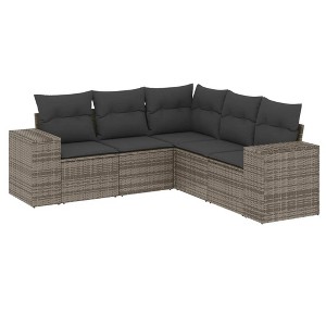 vidaXL 5 Piece Patio Sofa Set with Cushions - Gray Without Table - 1 of 4
