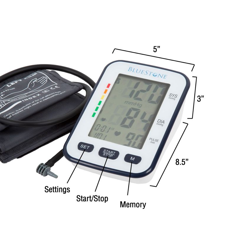 Fleming Supply Digital Blood Pressure Upper Arm Cuff With LCD Display for Monitoring Hypertension - Black, 3 of 7
