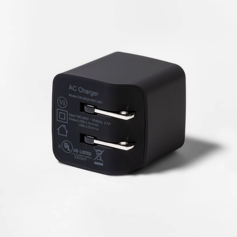 2-Port Wall Charger 15W USB-C & 5W USB-A (with 6' Lightning to USB-A Cable) - heyday™, 5 of 6