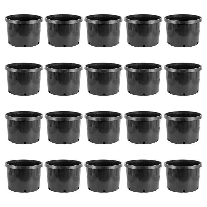 Pro Cal HGPK10PHD Round Circle 10 Gallon Wide-Base Durable Injection Molded Plastic Garden Plant Nursery Pot for Indoor or Outdoor (Set of 20), 1 of 7