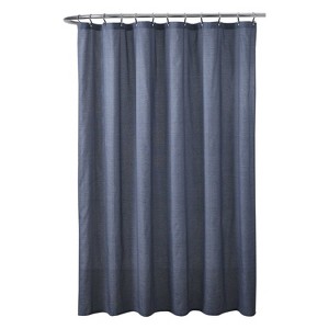LunaLulinlk Blue Chambray Fabric Shower Curtain, 72" x 72" - 1 of 4
