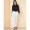 Allegra K Women's Work Peter Pan Collar Long Bishop Sleeve Button Down Shirt - 3 of 4