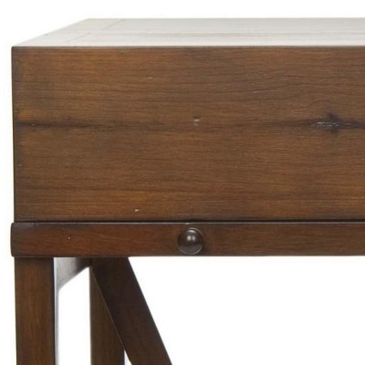 Transitional Brown Home Office Desk with Dual Drawers and Keyboard Tray