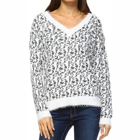 Women s Leopard Sweater White Mark Xl Target