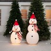 Everstar Set Of 2 Pop Up Snowmen Sculpture, White - 2 of 4