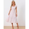 Allegra K Women's Floral Square Neck Elastic Waist Flare Maxi Sundresses - 3 of 4