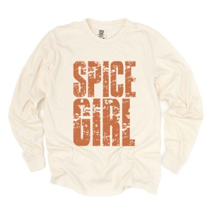Spice Girl Block Distressed - Women's Garment Dyed Long Sleeve Graphic T-Shirt - 1 of 4