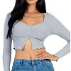 Slickblue Women's Ribbed Long Sleeve Button-Front Top, Cropped Fit, Casual Stretch Style, 10 Color Options, Size S-L - 3 of 4