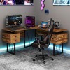 Tangkula 59" L-shaped Computer Desk w/ Charging Station Corner Desk Sturdy Metal Frame Brown - 4 of 4