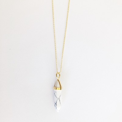 Sanctuary Project Semi Precious White Howlite Crystal Pendant Necklace Gold