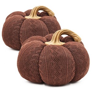 Whisen Set of 2, 8.3x8.3x5.3" Pumpkin, Pumpkin Ornament Decor for Harvest Festival Fall Festival & Thanksgiving - 1 of 4
