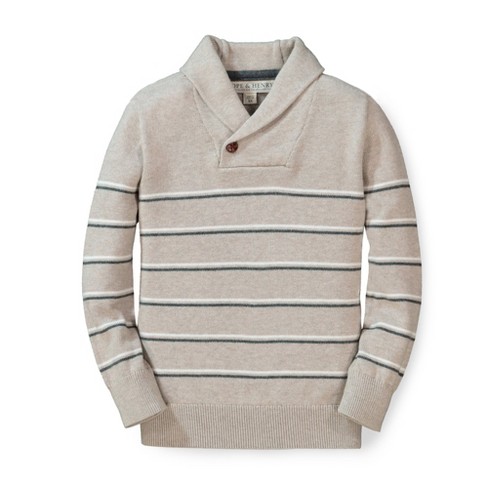 Hope & Henry Boys' Shawl Collar Sweater (light Taupe Heather Stripe,  Xx-small) : Target