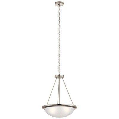 Brushed Nickel 18" Pendant Light with Satin Etched Glass