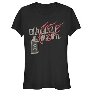 Juniors Womens Cruella Spray Flames Logo T-Shirt - 1 of 4