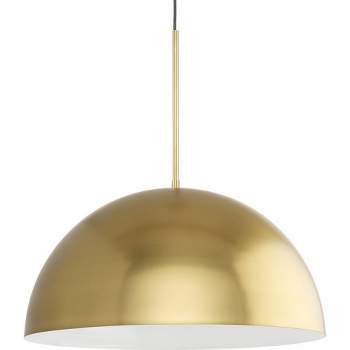 Progress Lighting, Perimeter, 1-Light Pendant, Brushed Gold, Open Shade: Iconic modern design with elegant metal dome.