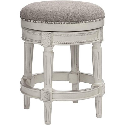 55 Downing Street Oliver 24 1/2" Pewter Fabric Vintage Gray Swivel Counter Stool