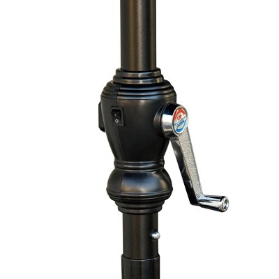 Brown Solar LED Lighted Patio Umbrella with Crank and Tilt