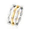 Ross-Simons Sterling Silver and 18kt Gold Over Sterling Jewelry Set: 3 Wave Rings - 3 of 4