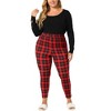 Agnes Orinda Women's Plus Size Check Leggings Stretch Festive Glen Plaid  Skinny Pants Red 2x : Target