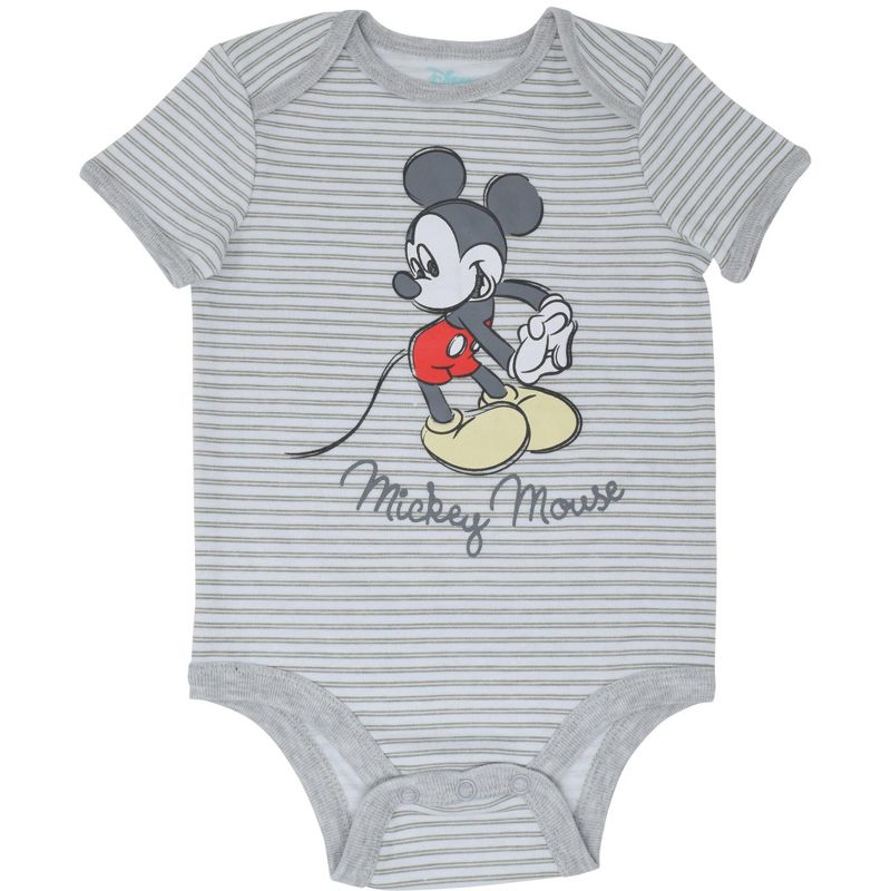 Disney Mickey Mouse Baby Bodysuit Pants Bib and Hat 4 Piece Outfit Set Newborn to Infant, 2 of 9