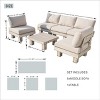 Moda Furnishings 5-Person Outdoor Patio Aluminum Wood Grain Sectional Seating Group With Beige Cushions - 4 of 4