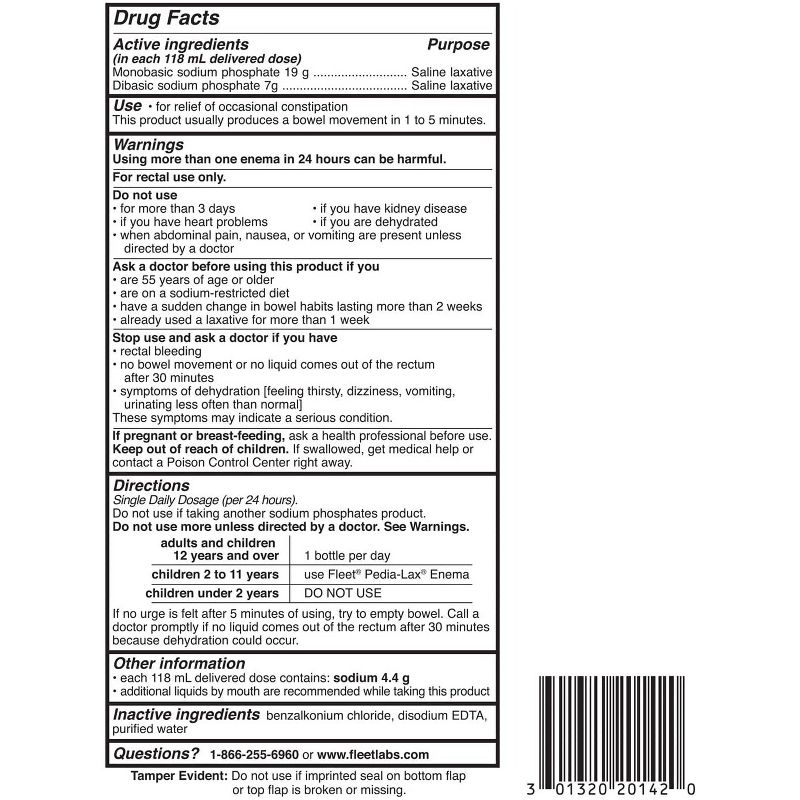 Fleet Laxative Saline Enema for Adult Constipation -  2 Bottles - 4.5 fl oz, 4 of 5