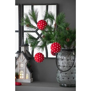 DYLives Shimmering Christmas Ball Ornaments – 3.9" Festive Xmas Tree Decorations – Polyfoam Holiday Orbs with Beads & Flocking,Set of 6 - 1 of 4