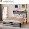 Queen Bed Frame with Headboard, Charging Station, LED Lights, Underbed Storage, Metal Slat Support – No Box Spring Needed for Apartments & Dorms - 3 of 4