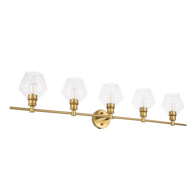 Gene 5-Light Brass and Clear Glass Wall Sconce