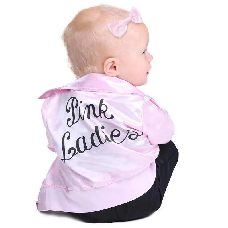 HalloweenCostumes.com 12-18 Months  Girl  Grease Pink Ladies Costume for Babies., Black/Pink, 2 of 4