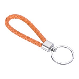 Unique Bargains Braided PU Leather Car Wallet Keychain with Stainless Steel Key Ring - 1 of 3