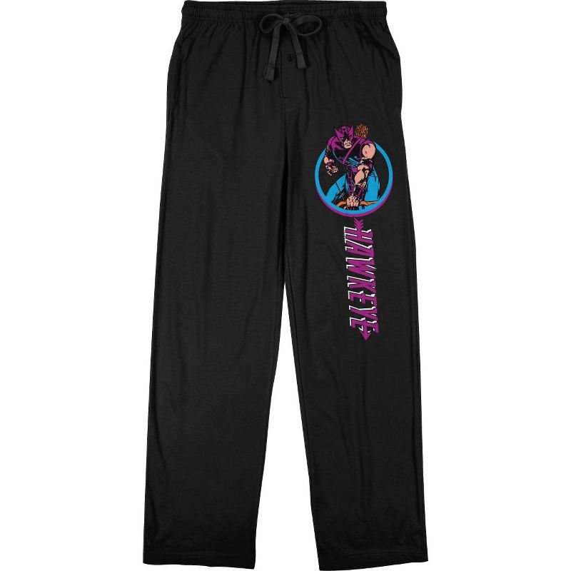 Marvel Comics Presents Hawkeye Classic Men's Black Sleep Pajama Pants, 1 of 3