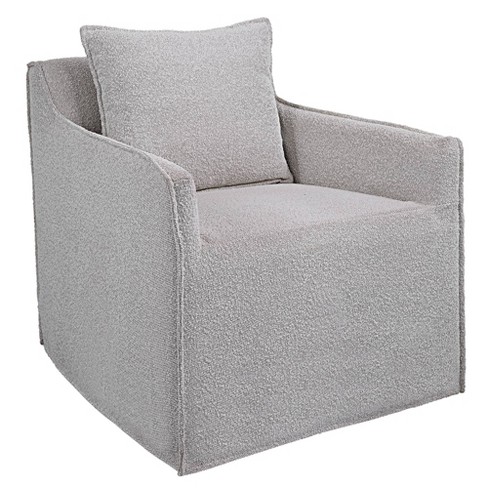 Tov Furniture Uttermost Welland Gray And White Fabric Swivel