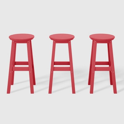 WestinTrends Malibu 29" All Weather Hdpe Outdoor Patio Round Backless Bar Stool (Set of 3)