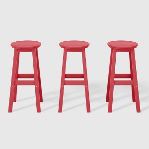 WestinTrends Malibu 29" All Weather Hdpe Outdoor Patio Round Backless Bar Stool (Set of 3) - 1 of 4