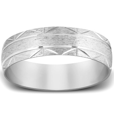 Pompeii3 Mens  Brushed Wedding Band 14K White Gold