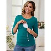 INSPIRE CHIC Women's Nursing Blouse V Neck 3/4 Sleeves Ribbed Knitted Ruched Maternity Tops - 2 of 4