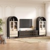 70" Tall Arched Storage Cabinet with Adjustable Shelves, Modern LED Lighted Wooden Pantry Cabinet with Tempered Glass Doors & 3 Drawers - 3 of 4