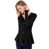 Allegra K Women's Slim Fit V-Neck Long Sleeve Ribbed Pullover Knitted Peplum Sweater - 2 of 4