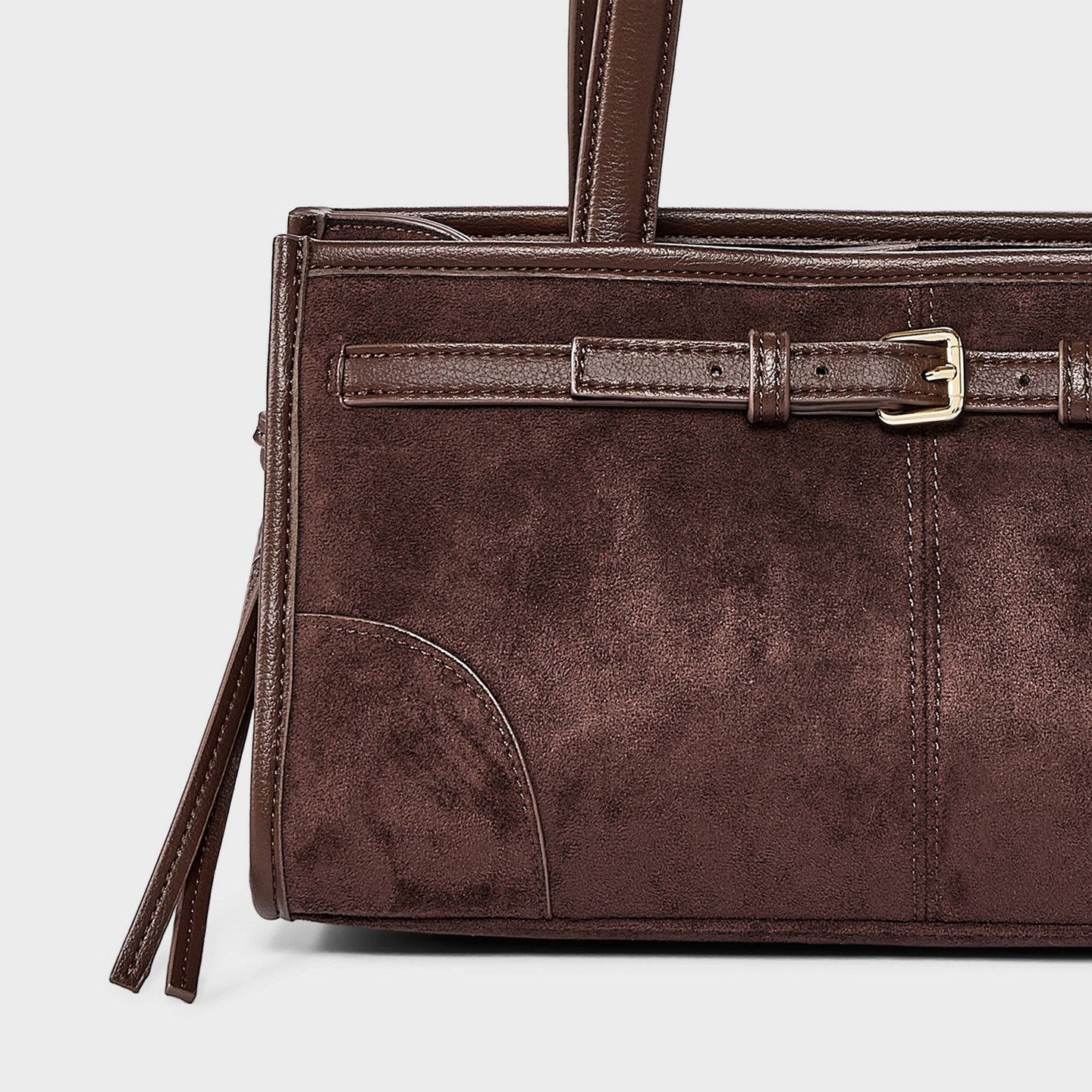 Сумка Universal Thread Faux Suede Belted Satchel, цвет: Коричневый — фото 5