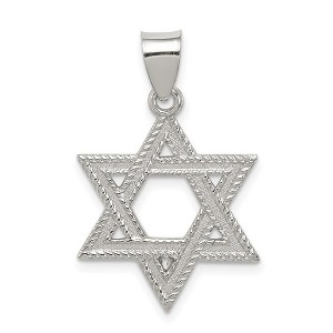 Black Bow Jewelry Sterling Silver Satin Textured Star of David Charm or Pendant - 1 of 4