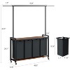 2/3/4-Section Rolling Laundry Hamper Sorter with Hanging Rack, Lockable Wheels - Folding Laundry Basket Organizer for Bathroom, Laundry Room - 3 of 4