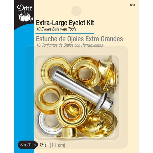 Dritz 7/16 Extra-Large Eyelet Kit 10 Eyelet Sets with Tools Brass