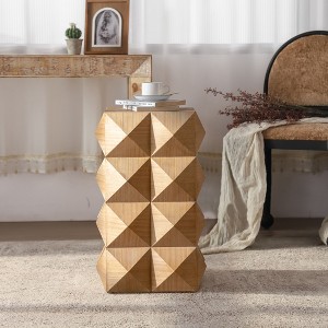 Sapphtopaz Modern Coffee Table Embossed Pattern Design Center Coffee Table Retro Side Table for Living Room, Bedroom, Natural - 1 of 4