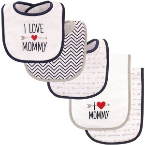 Luvable Friends Baby Boy Bib and Burp Cloth Set 5pk, Boy Mommy, One Size - 1 of 1