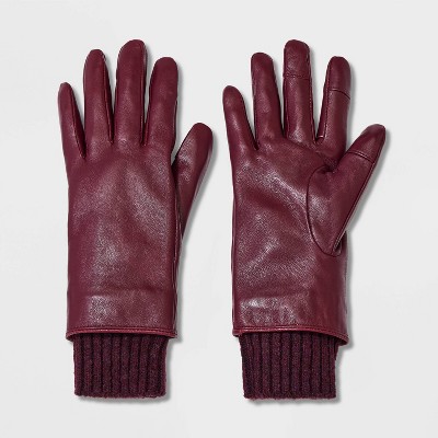 kohls red leather gloves