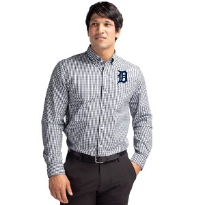 Detroit Tigers Cutter & Buck Easy Care Stretch Gingham Mens Big and Tall Long Sleeve Dress Shirt - 1 of 1