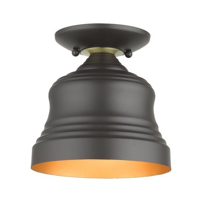 Livex Lighting Endicott 1 - Light Semi-Flush Mount in  Bronze/Antique Brass